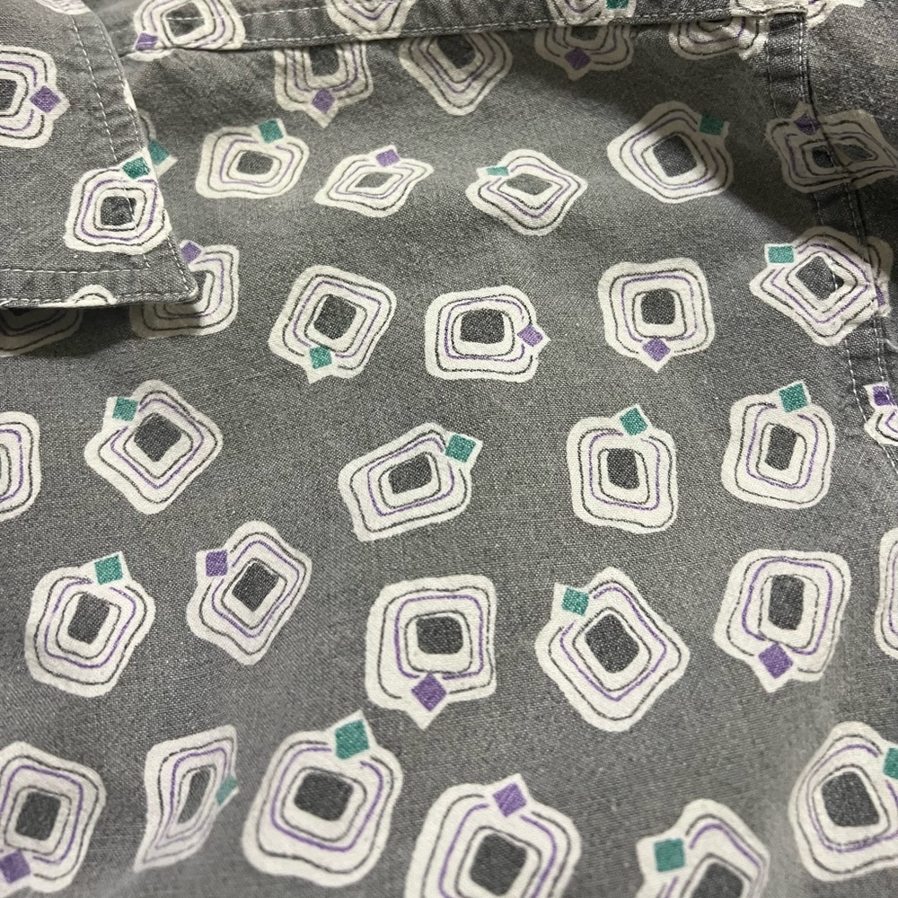 Men's Casual Gray Patterned Button Down Shirt 198… - image 3